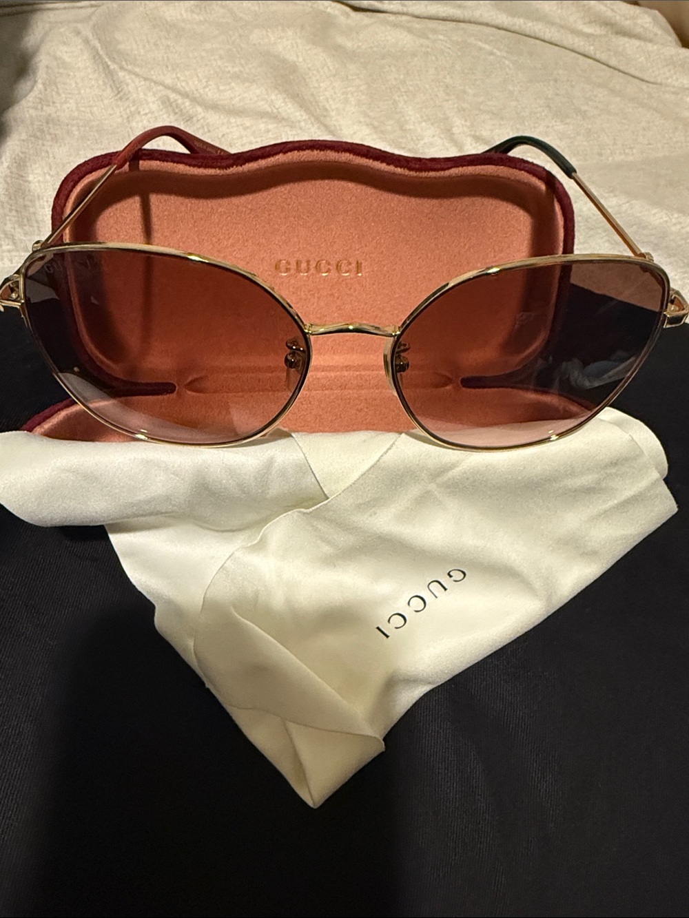 Gucci Gold Frame Sunglasses with Brown Gradient Lenses